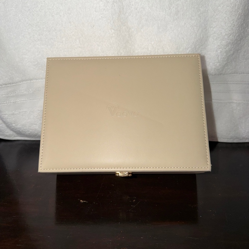 Beige Leather Jewelry Box - Classic Neutral Organizer